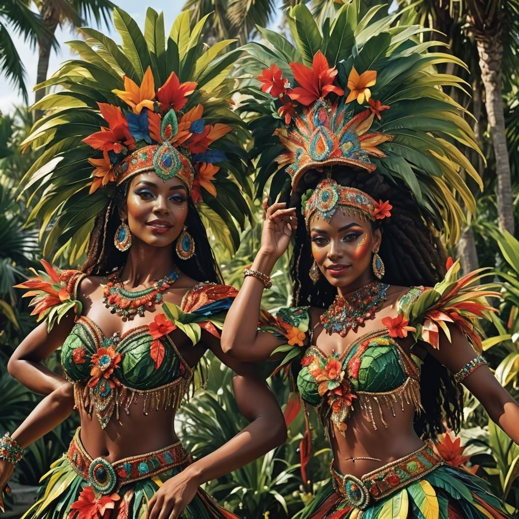 Rio Carnival Dancers in Hyperrealistic Splash Art