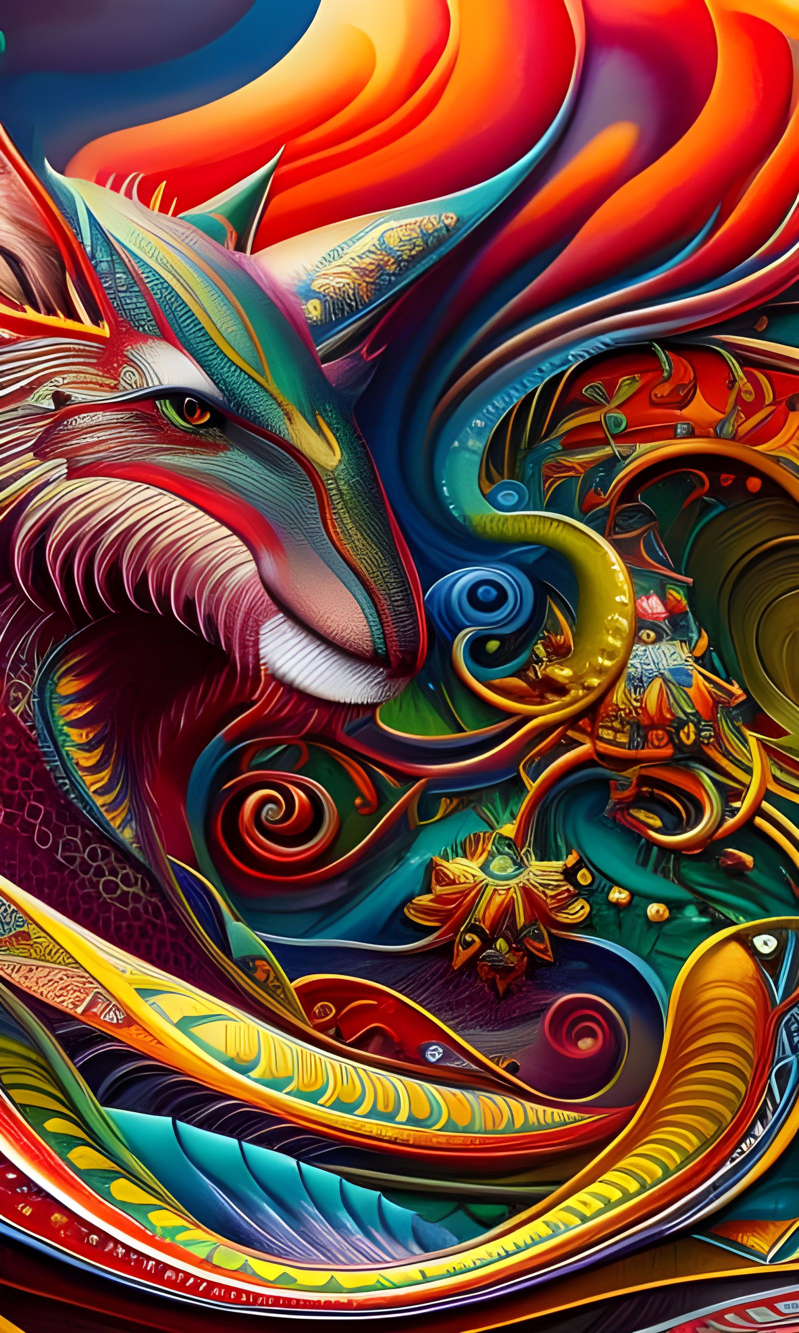 Stylized Mutant Animal Collage with Liquid Details