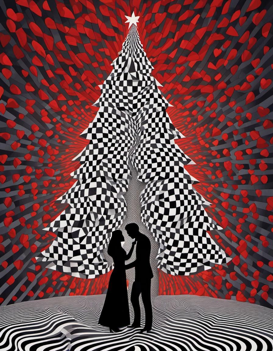 Op Art Couple: Christmas Love in the Air