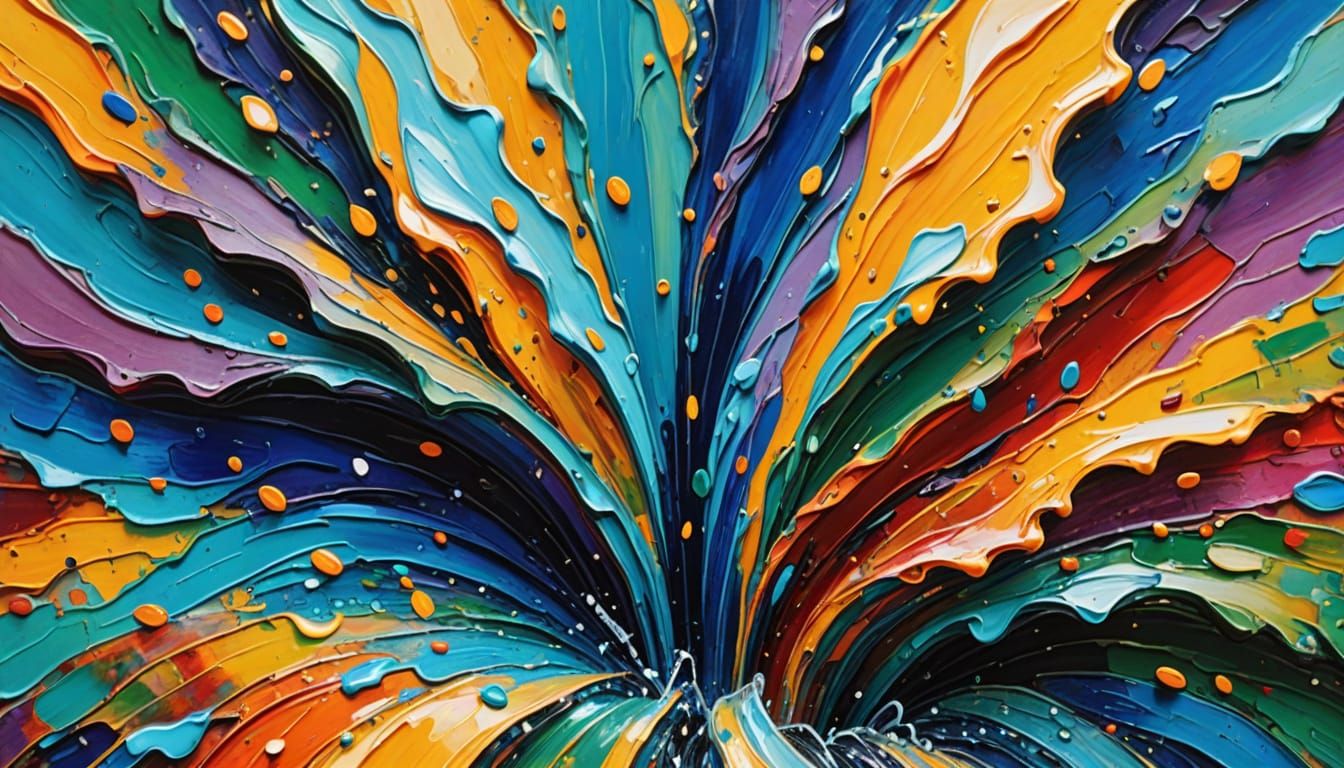 Macro View: Expressionist Fountain in Neo-Impressionism Styl...