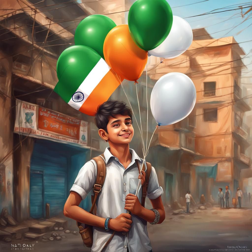 Boy with Indian Flag: Hyperrealistic Republic Day Art