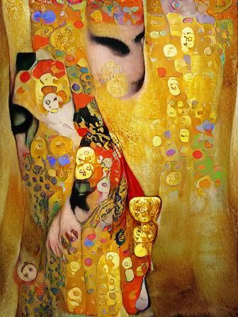 Golden Geisha in Colorful Surrealist Klimt Style
