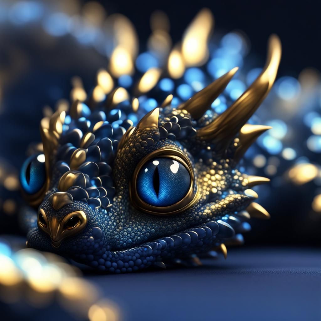 Sparkling Baby Dragon with Fractal Scales
