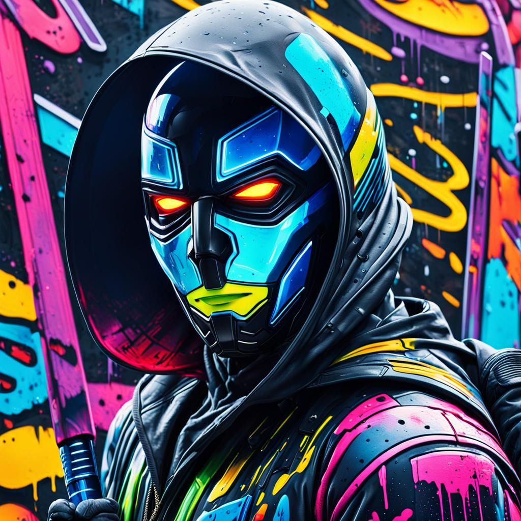 Futuristic Superhero Graffiti Art in 8K