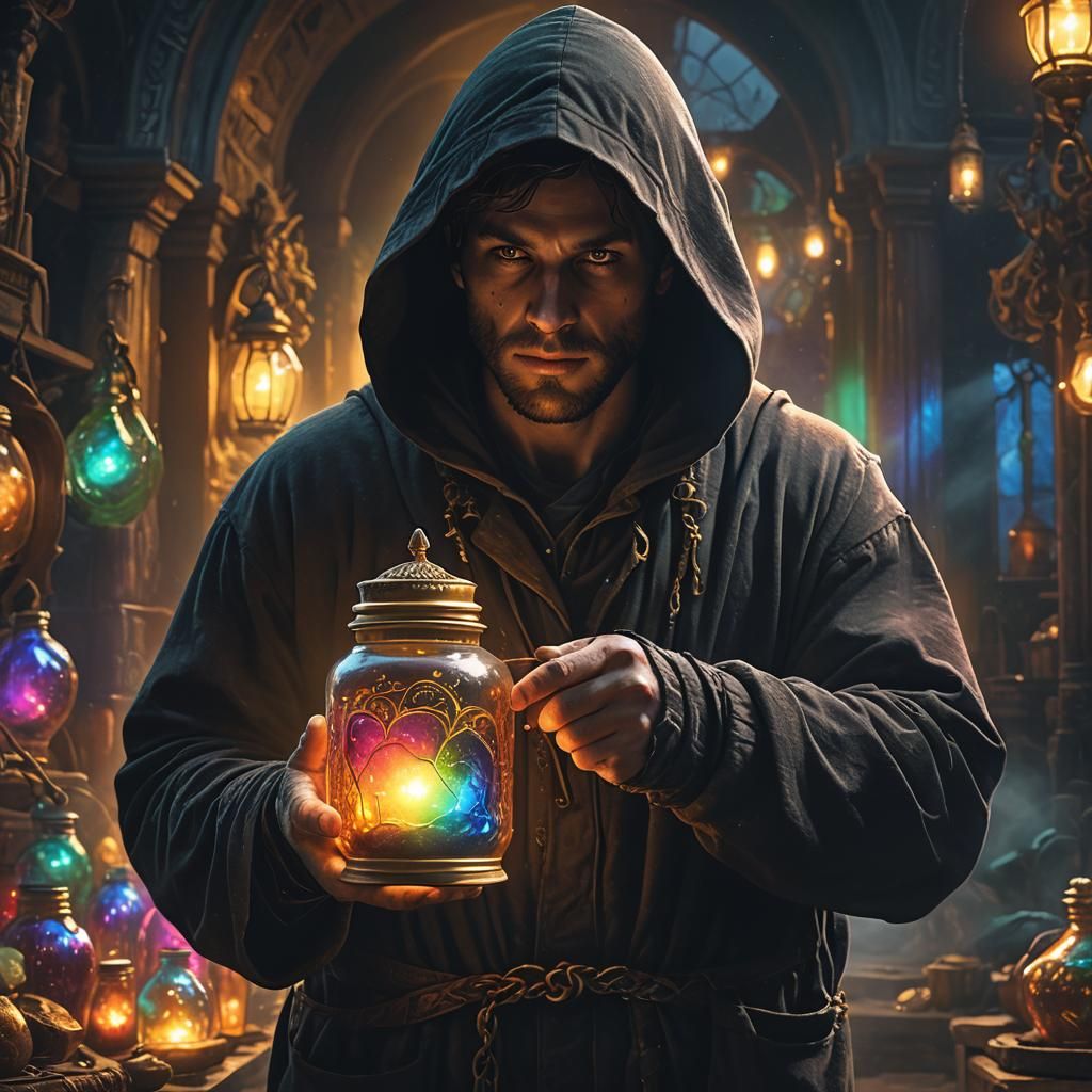 Glowing Jar in Dark Fantasy Matte Painting