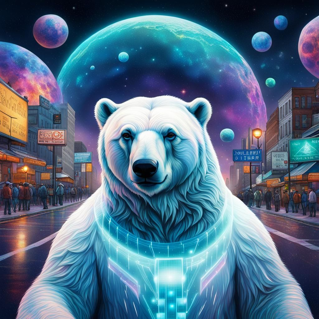 Polar Bear Directing Traffic in Cosmic Hologram