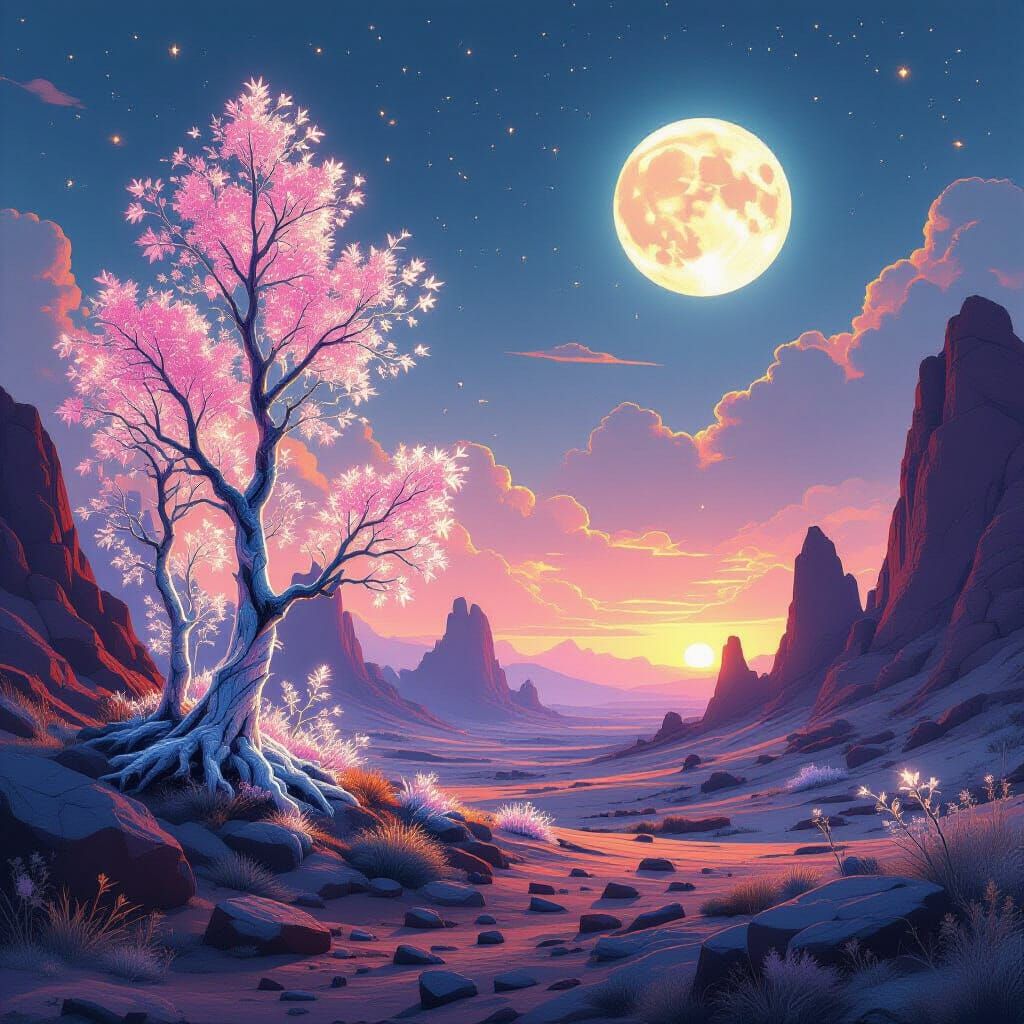 Crystalline Forest Meets Alien Desert