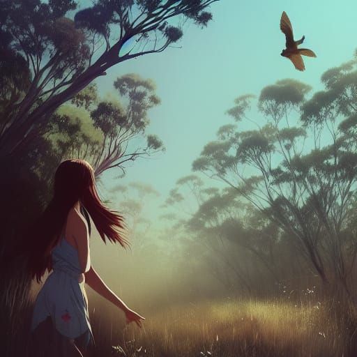 Australian Outback Springtime: Anime Style Wildlife