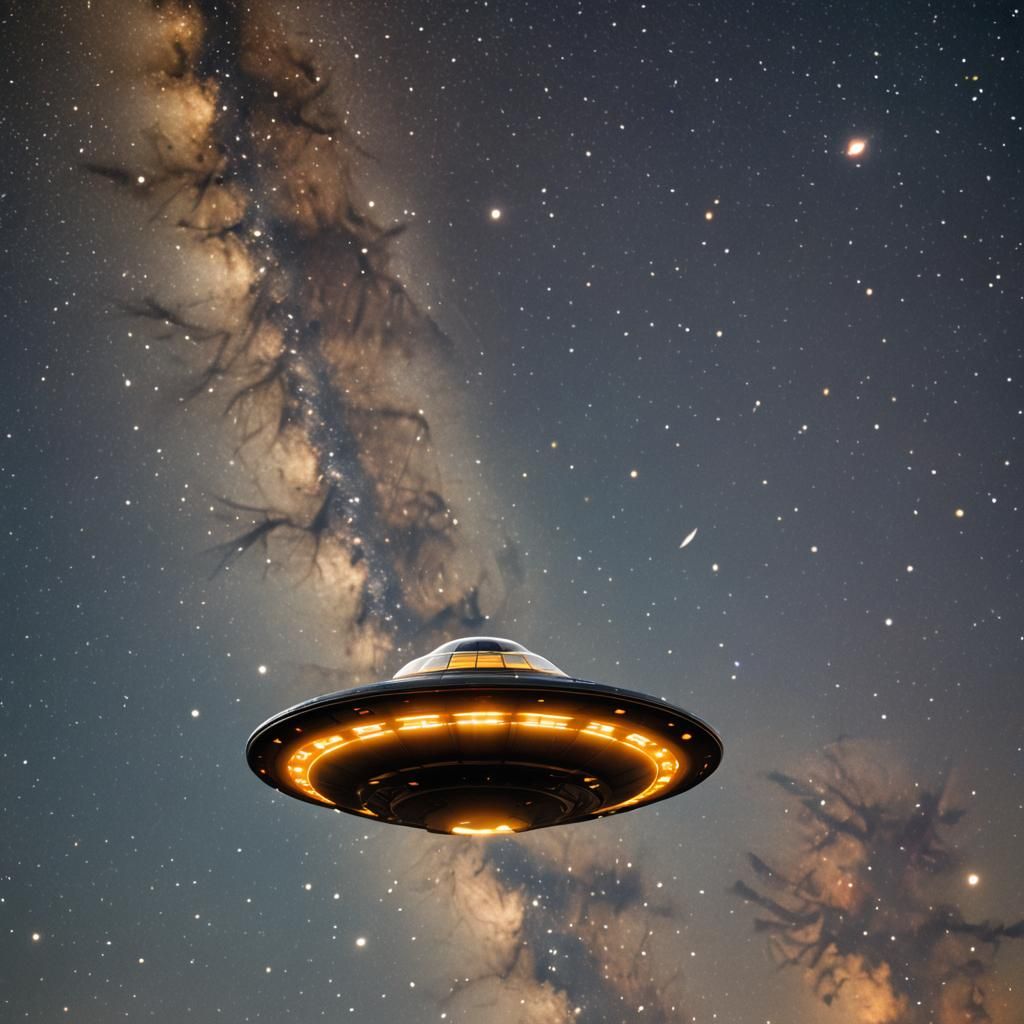 UFO in Starry Sky: Astrophotography with Dreamy Bokeh