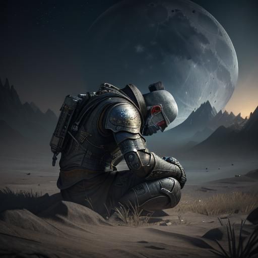 Boy Talks to the Moon in 3D Render