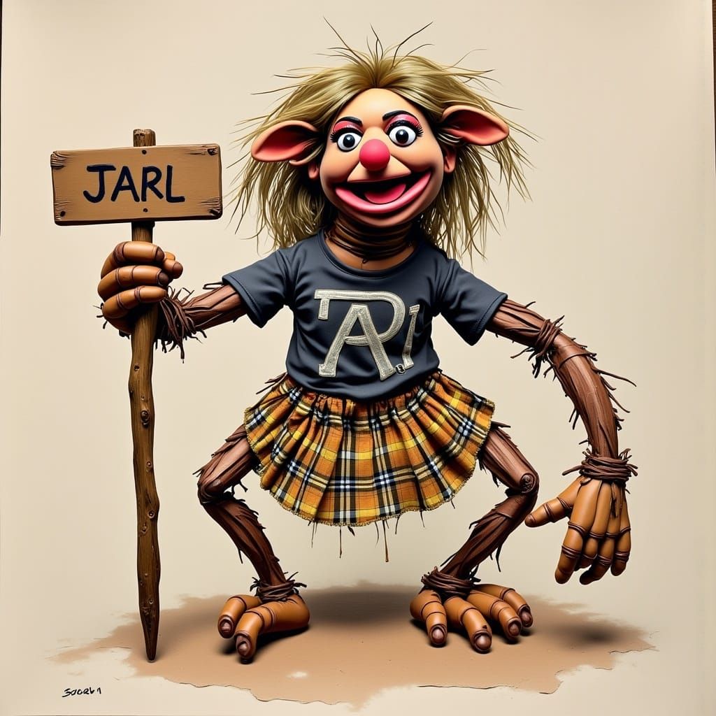 A grotesque, malformed Muppet Puppet Vintage Female creature...