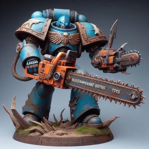 Grimdark Chaos Marine Warrior in Ruins