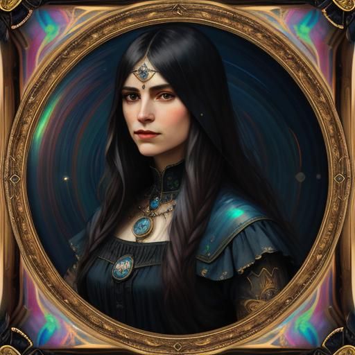 Victorian High Priestess Portrait in Art Nouveau Style