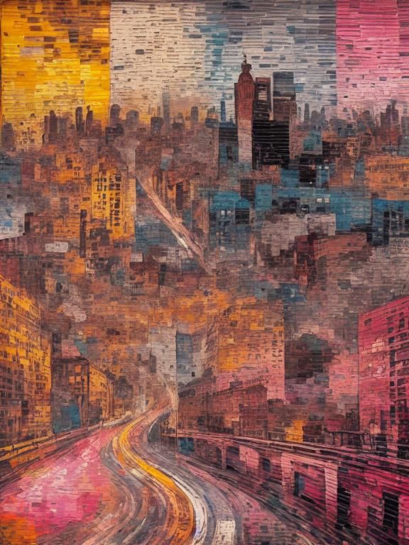 Urban, Velázquez, Woven <lora:Celim:1.0>  white-outlines impasto