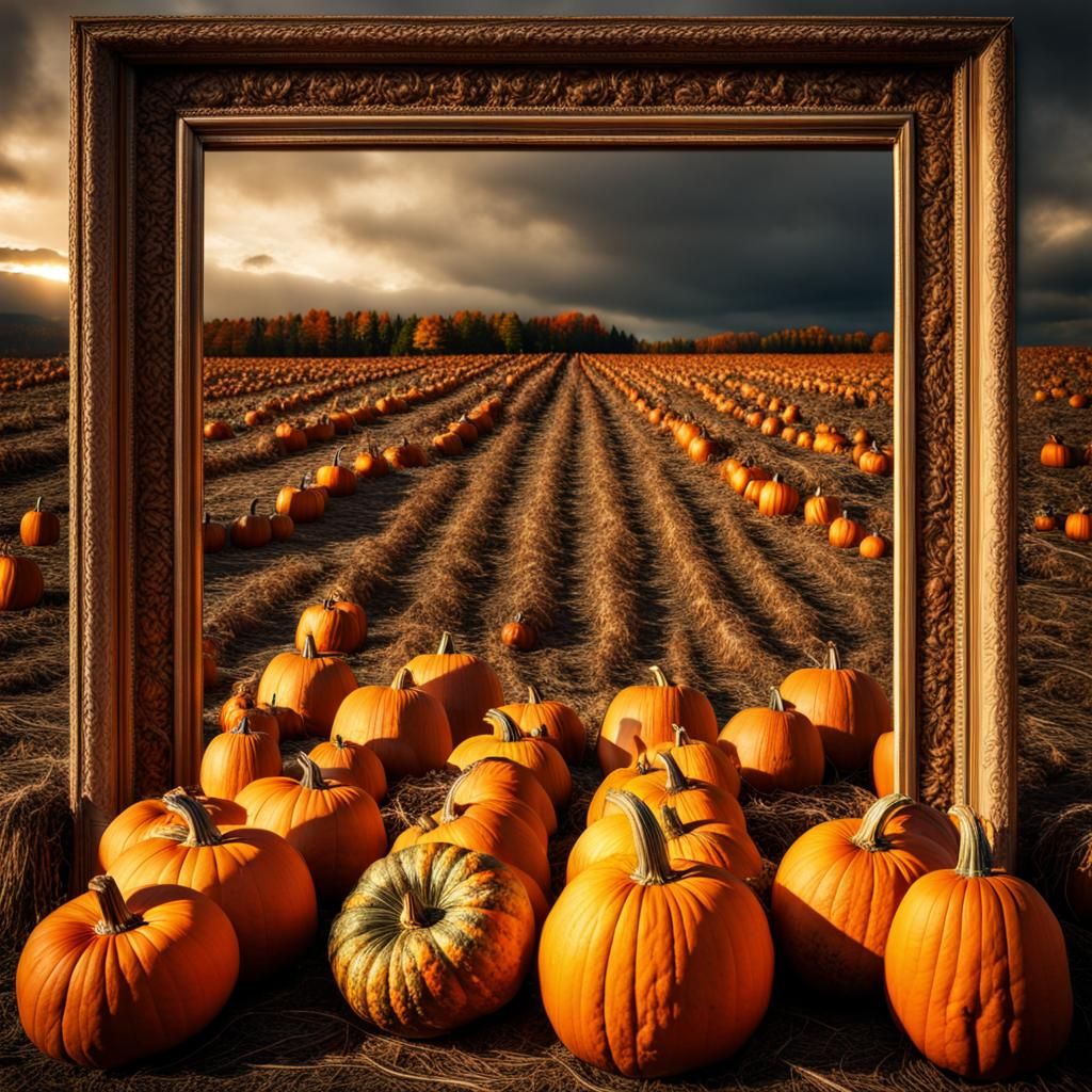Fall Pumpkin Harvest in a Square Frame