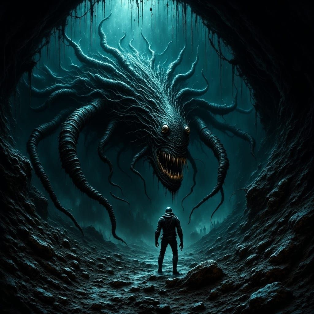 Grainy Abyssal Horror Emerges from the Dark Depths