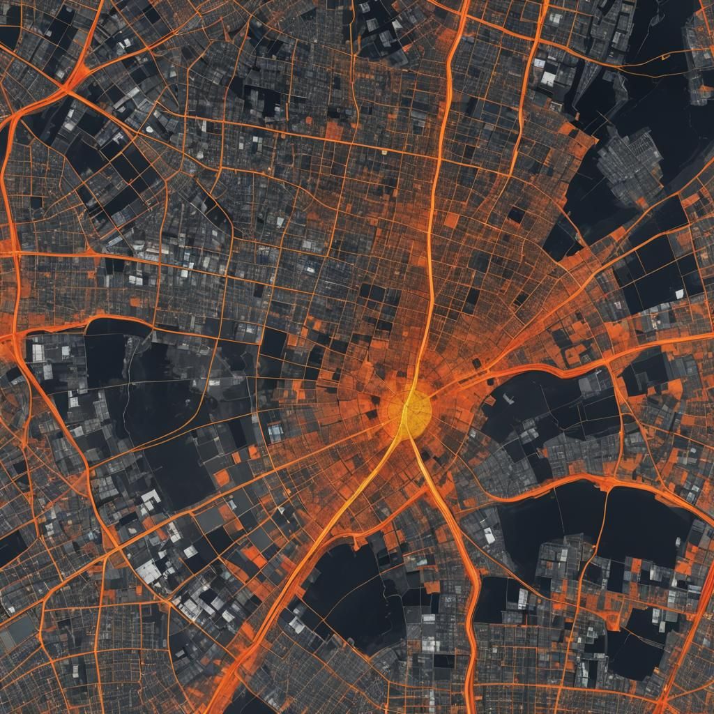 Abstract City Heatmap Satellite Image