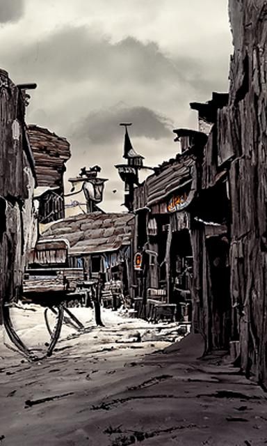 Wild West Ghost Town in Cartoon Style