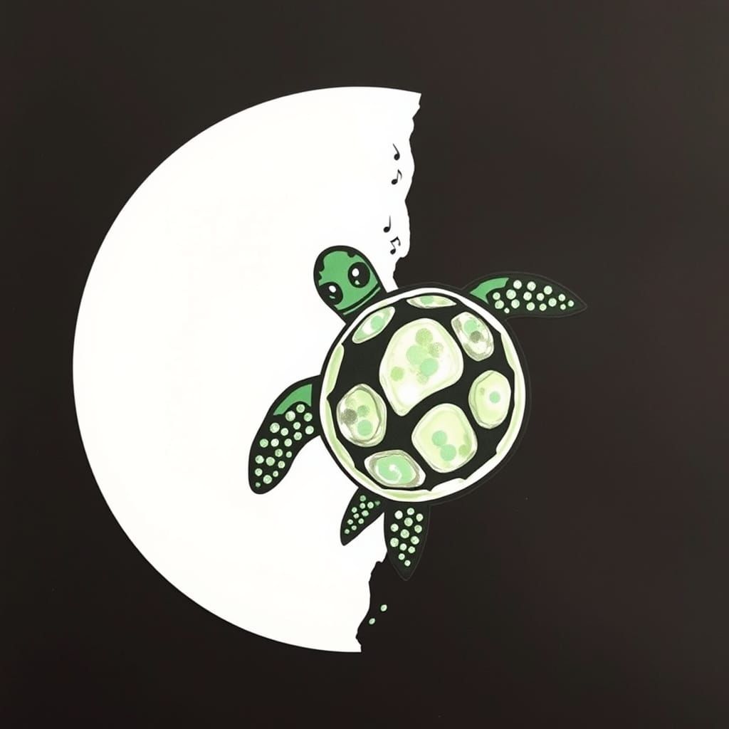 Ink Turtle's Musical Shell Under Half Moon