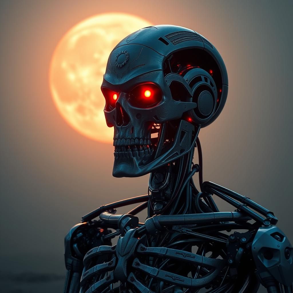 Cyborg Assassin in Post-Apocalyptic Landscape