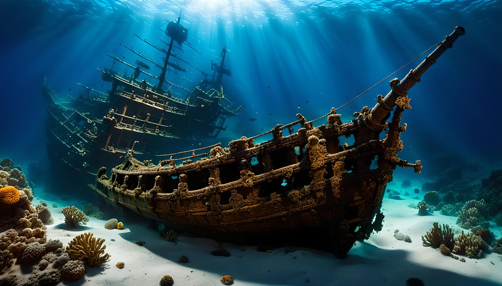 Sunken Spanish Galleon Wreck with Seabed Treasure