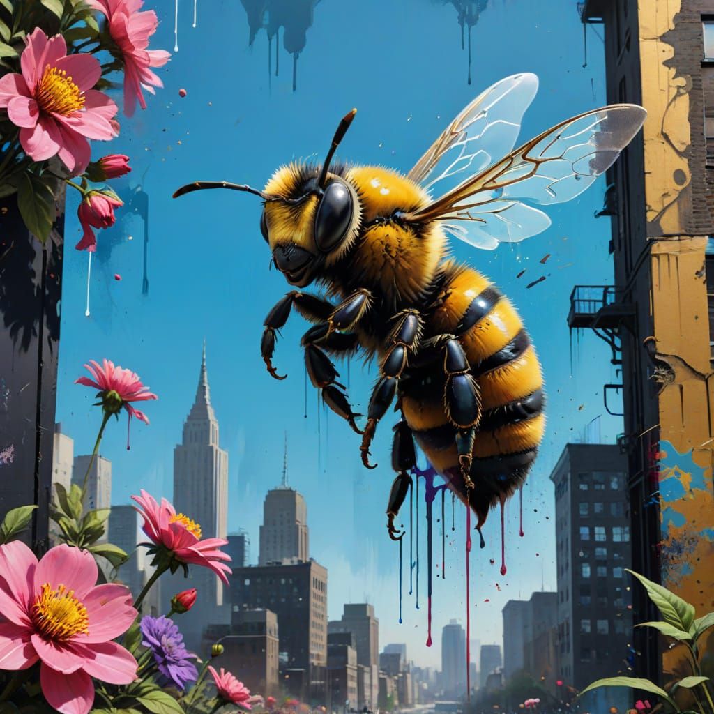 Urban Bee Goddess in Splendid Graffiti Style