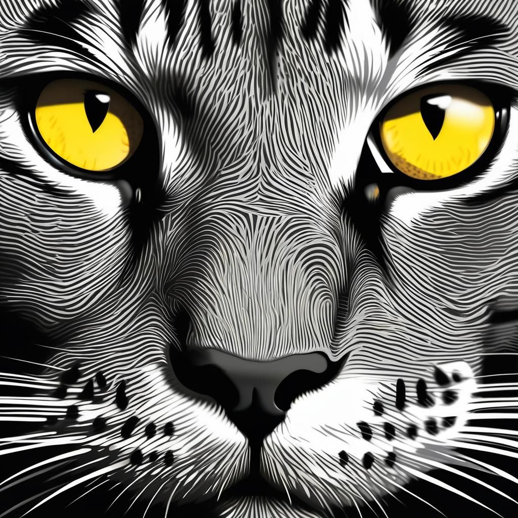 Yellow-Eyed Cat Portrait: A Detailed Close-Up