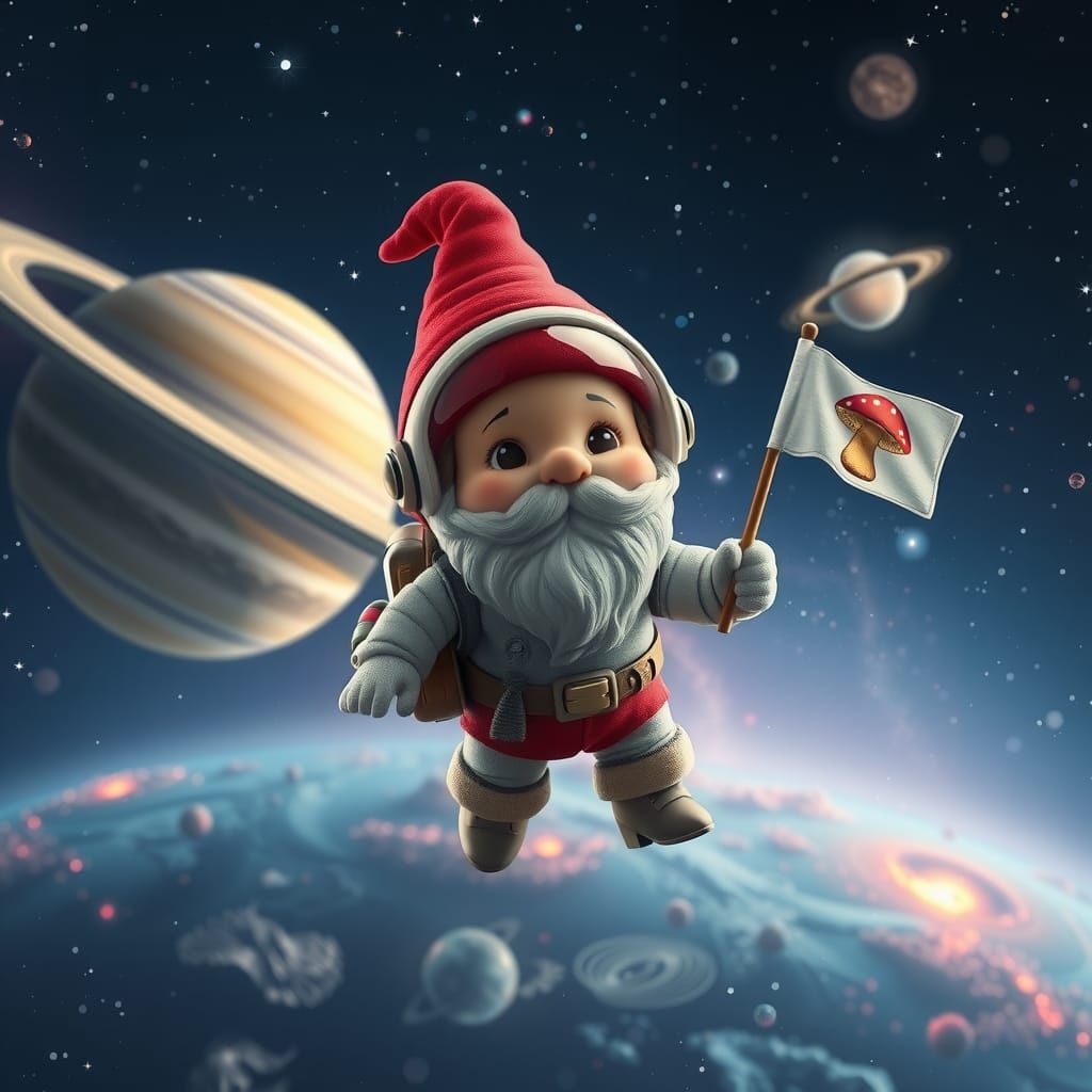 Gnome's Cosmic Journey Through Space
