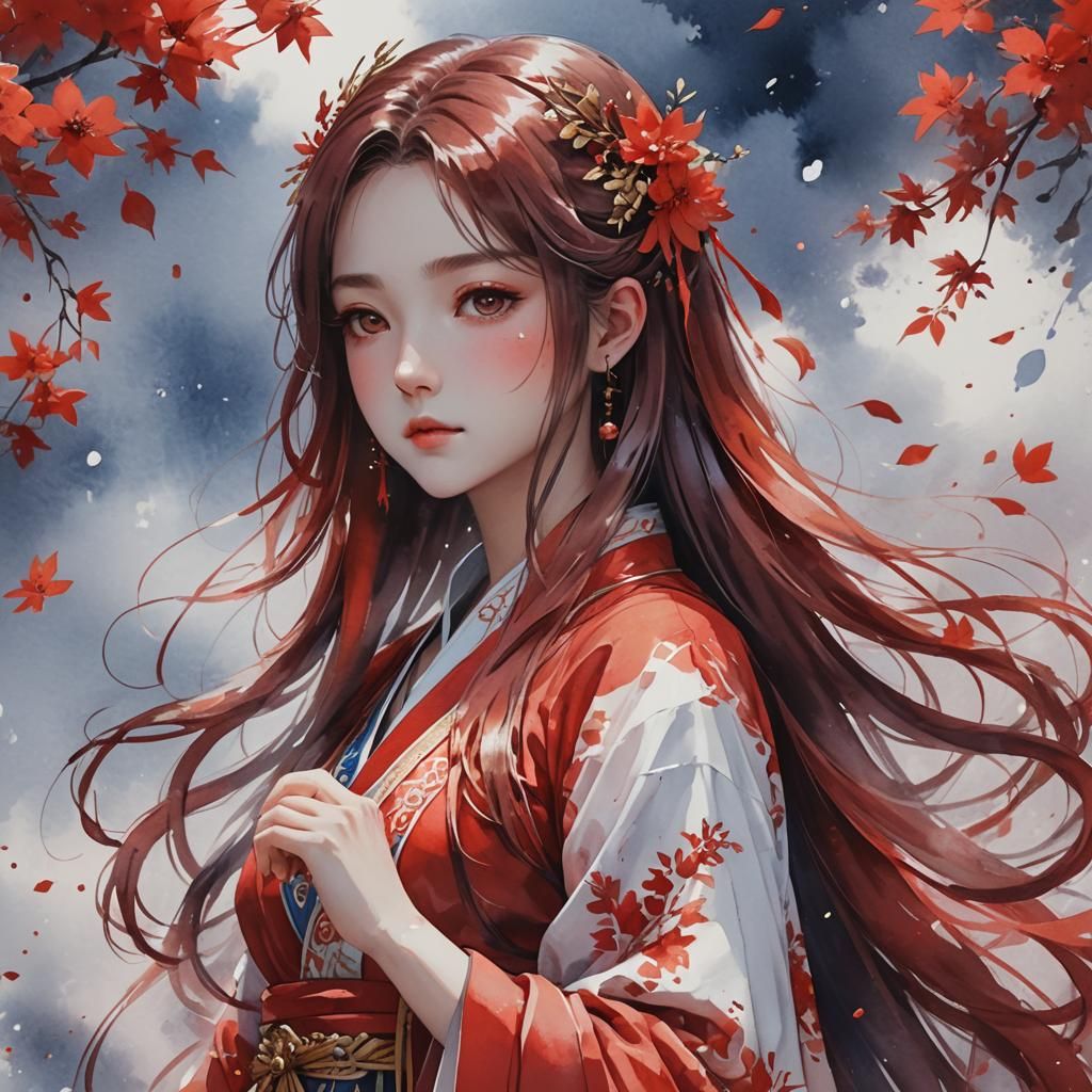 Divine Spirit of Passion in Watercolor Style