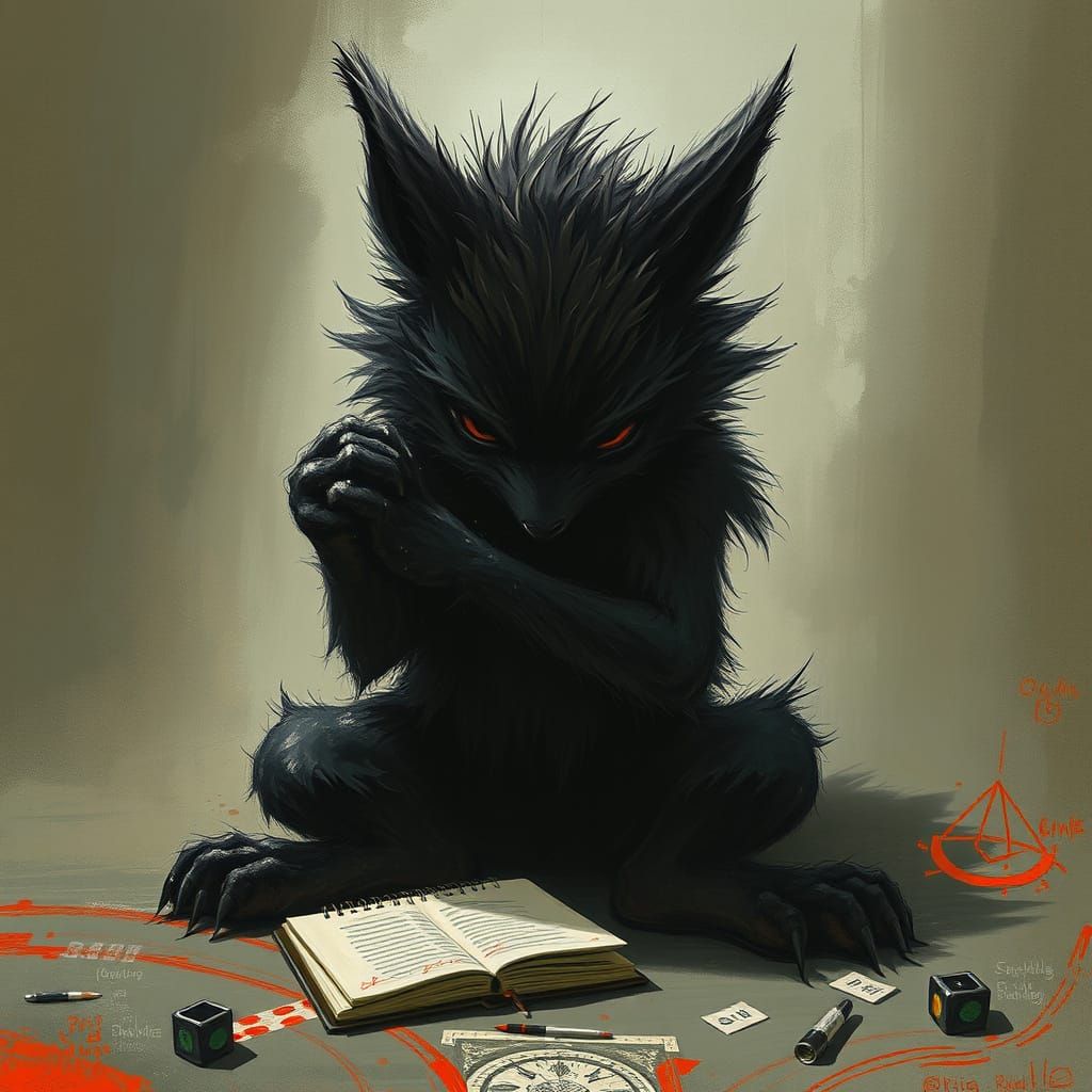 Furry Philosopher Contemplates Existential Crisis in Dark Fa...