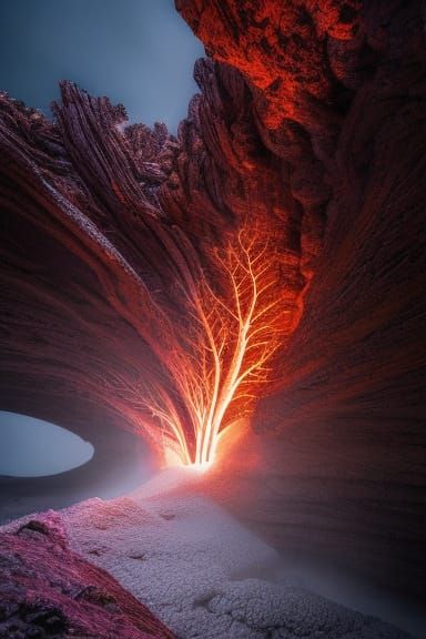 Magical Lava Tree: Detailed Photorealistic Art