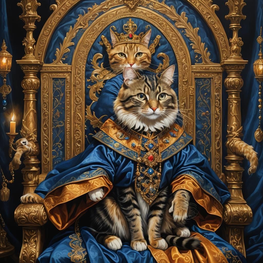 Henry VIII as Cat in Art Deco Oil Painting