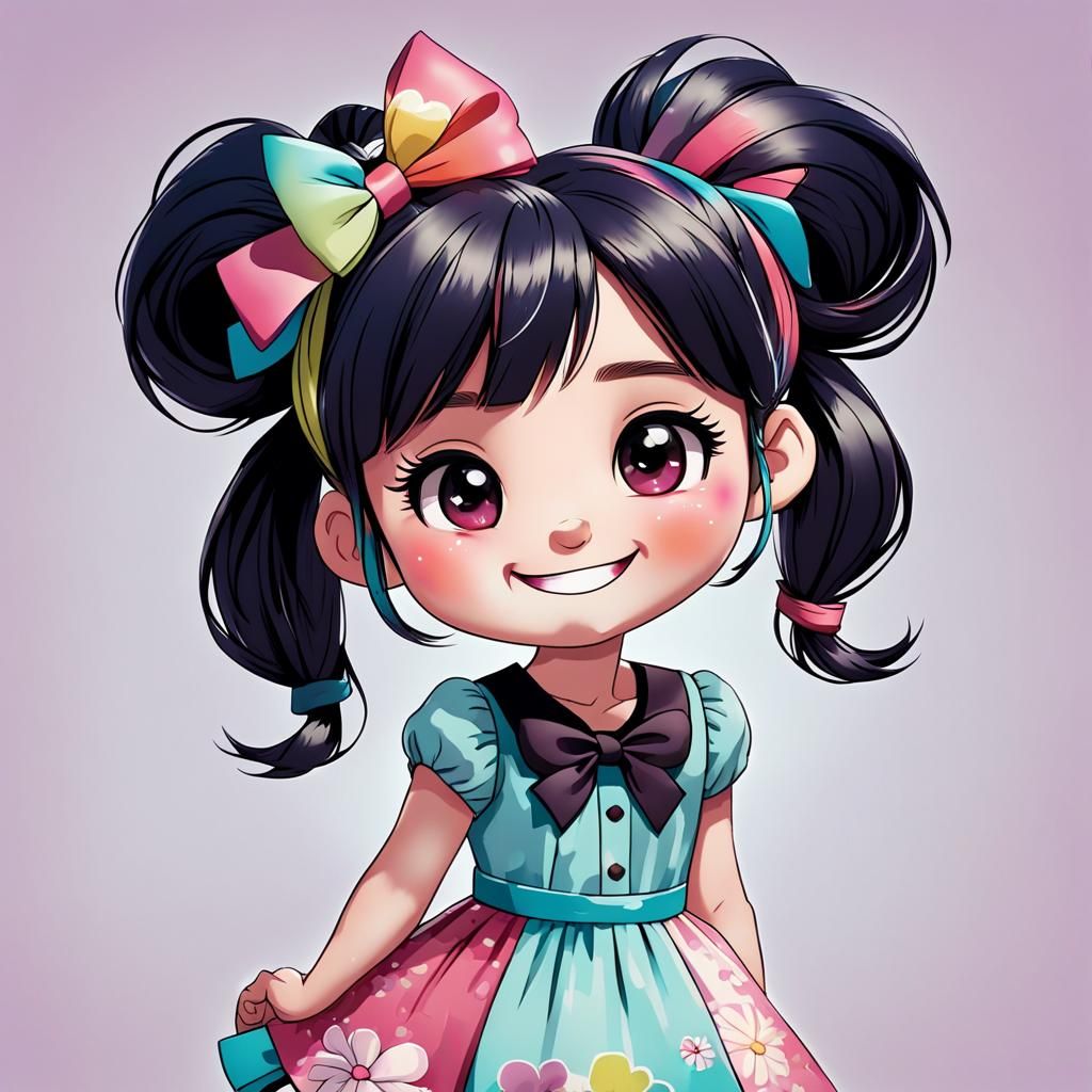 Expressive Chibi Girl in Sarah Andersen Style