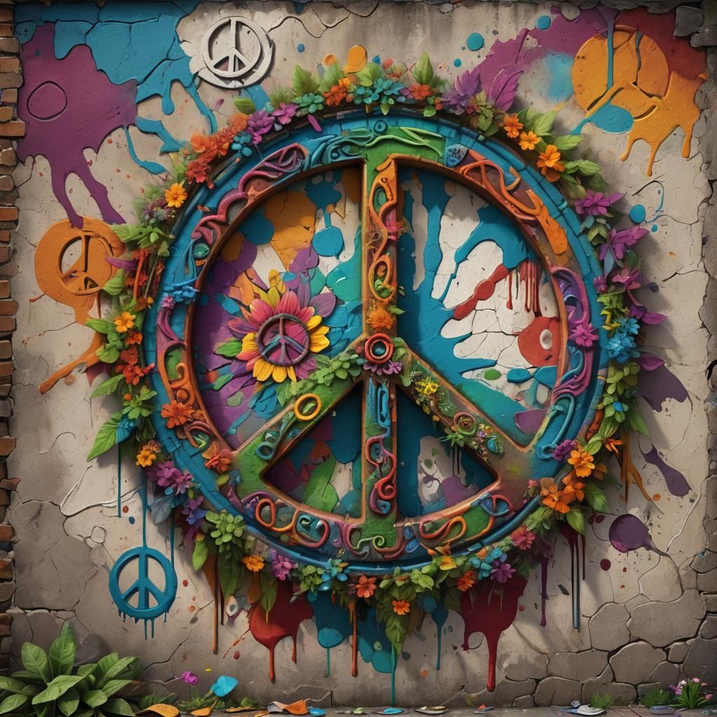 Hippie Paints Peace Sign: Detailed Matte Painting