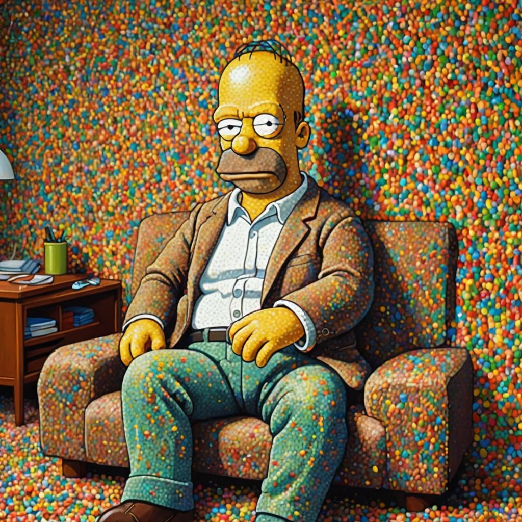 Homer Simpson as Pointillism Pop Art Portrait