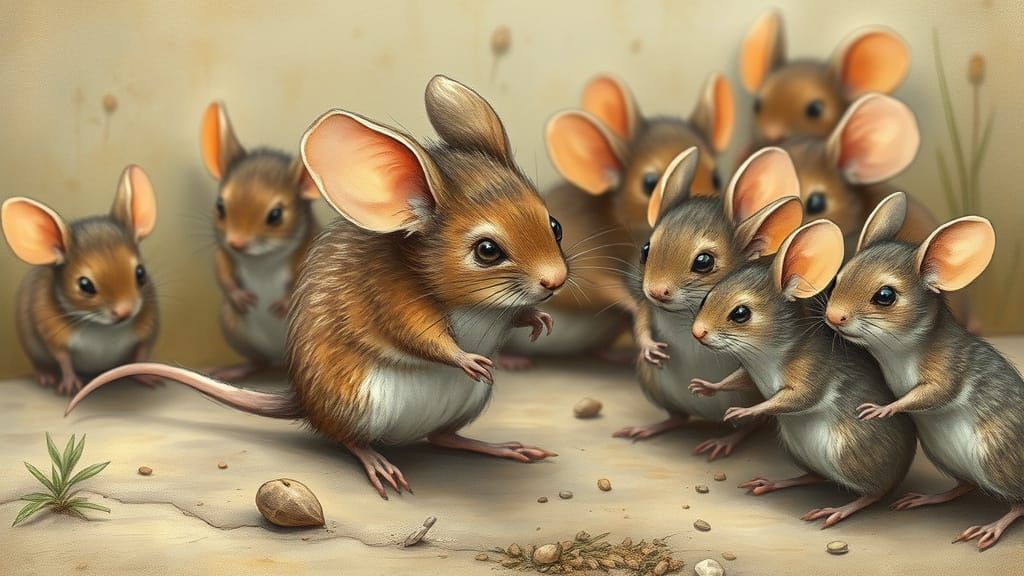 Shy Mouse Art in Beatrix Potter Style