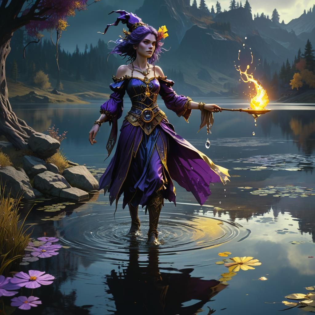 Water Witch Lakeside: Dark Fantasy Art in 8K