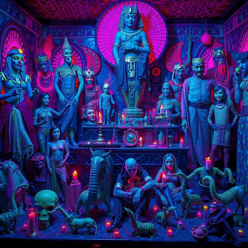 Creepy Underground Ceremony with Pagan Idols