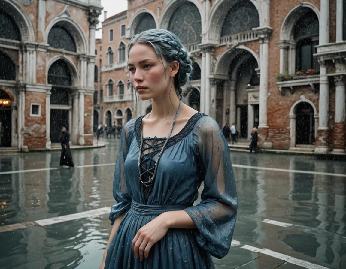 Icelandic Woman in Venice, Amano-Inspired Portrait