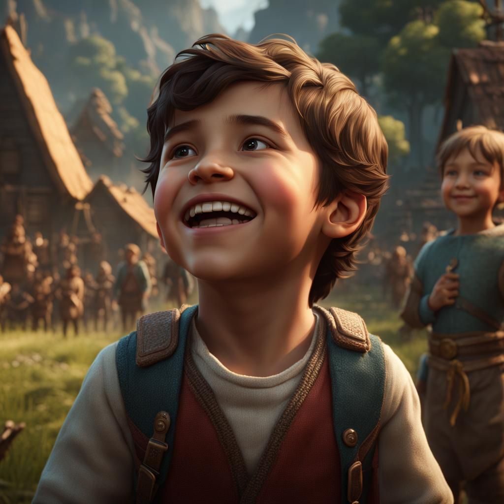 Radiant Child's Smile: A Matte Painting in Deep Color