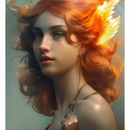 Flaming Love Goddess Portrait in 3D