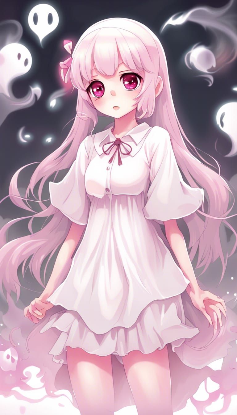 Cute Anime Teenage Ghost in Manga Style