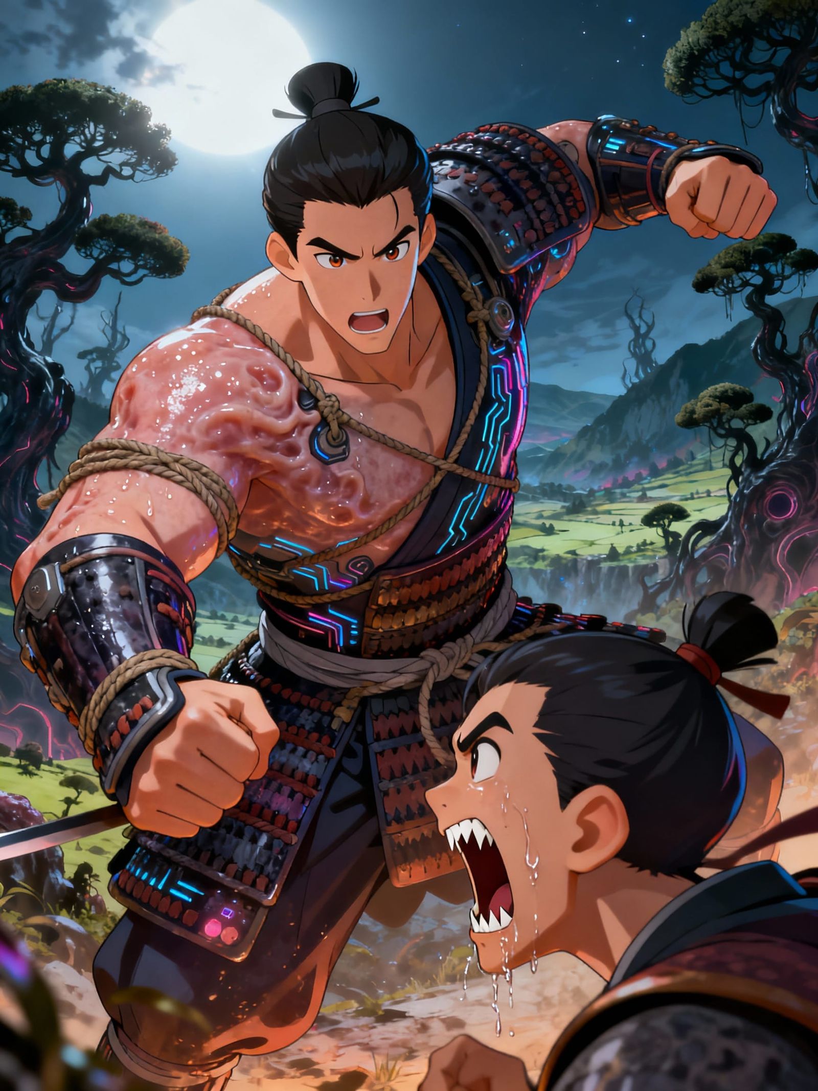 Cyberpunk Samurai Warrior in Epic Battle Cinematic