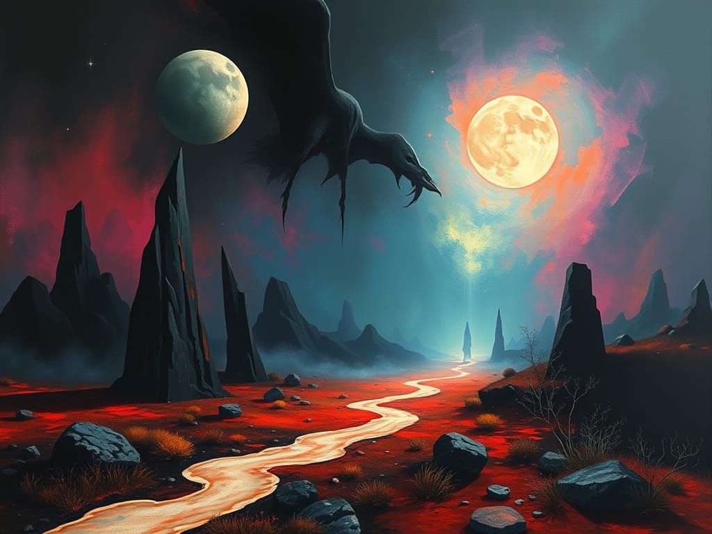 Surreal Dreamlike Landscape in Bold Colors