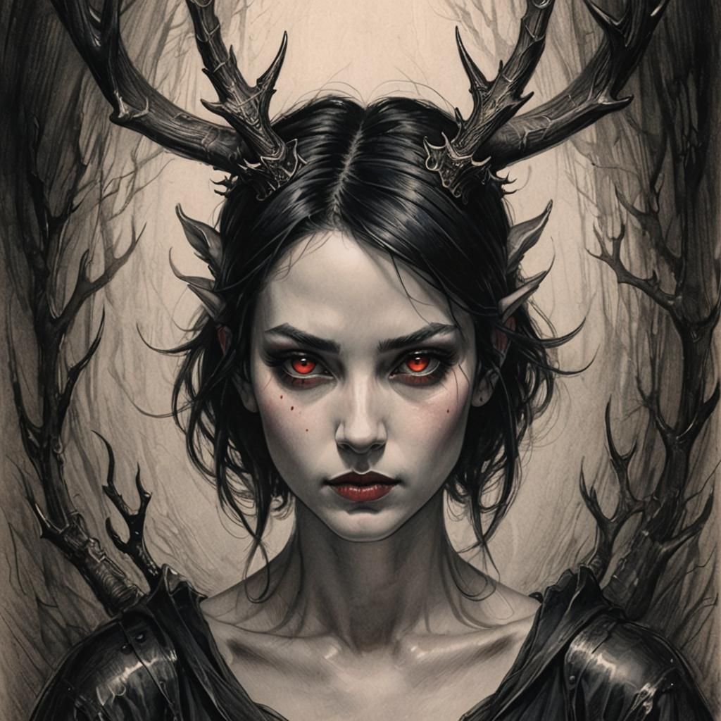 Dark Fantasy Elf Portrait in Graphite