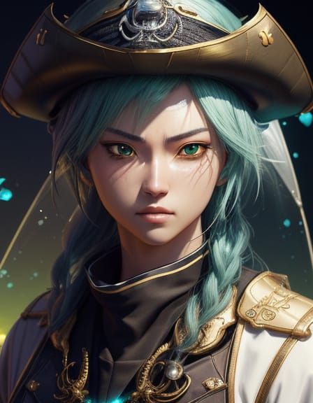 Anime-Inspired Jellyfish Pirate Portrait