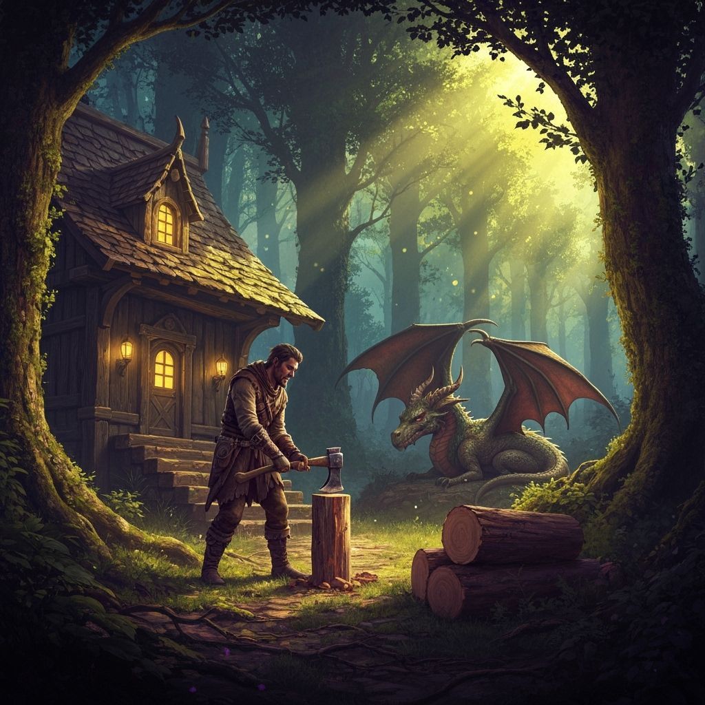 Dragon in Forest: Dark Fantasy Illustration