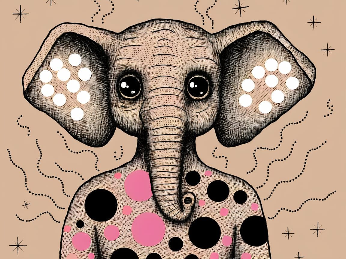 Whimsical Elephant Being in Dreamy Pop-Art Style