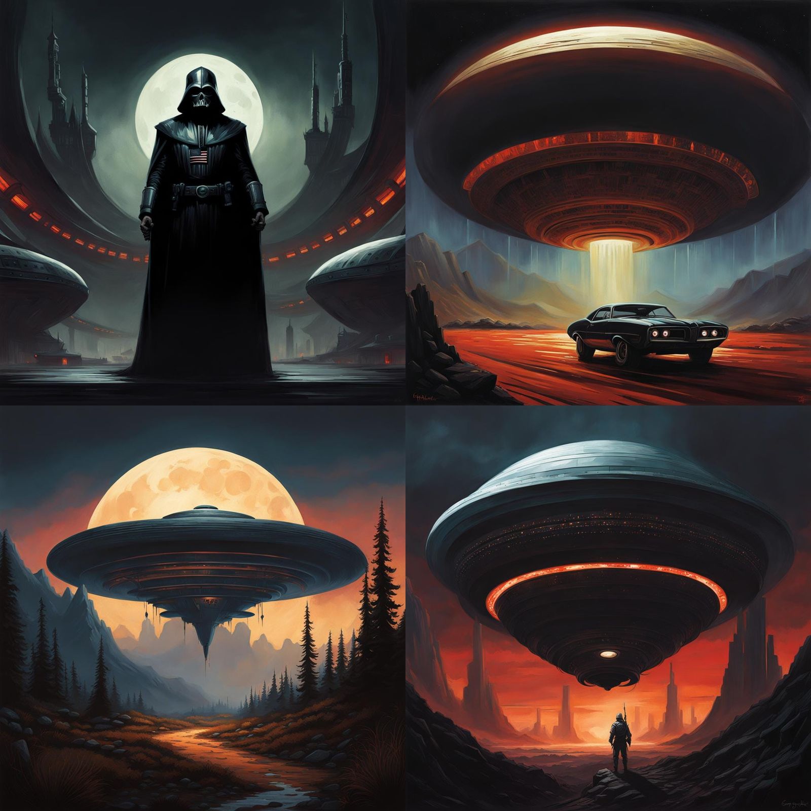 Sinister UFO Painting in Fantasy Style