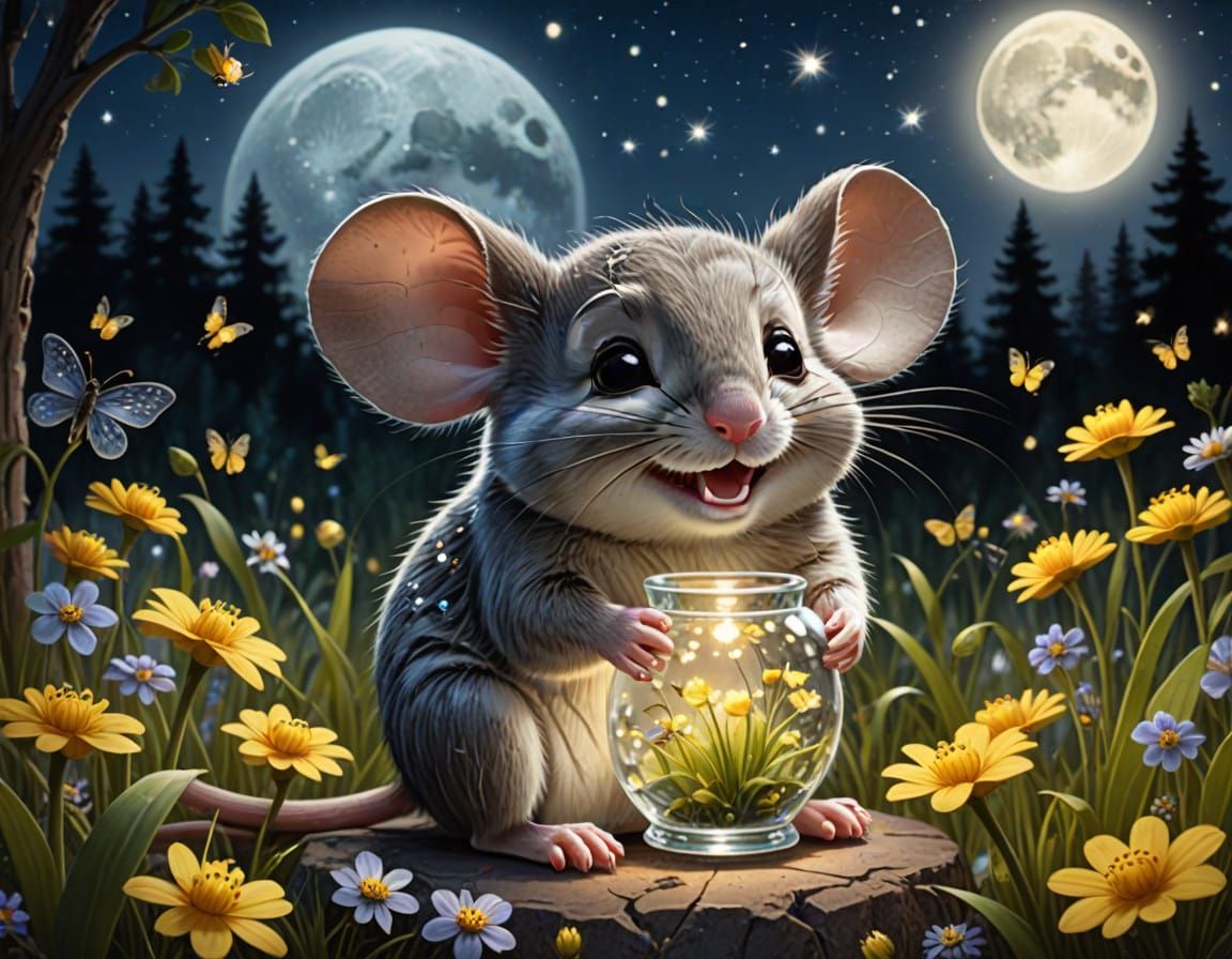Magical Mouse in Enchanted Garden